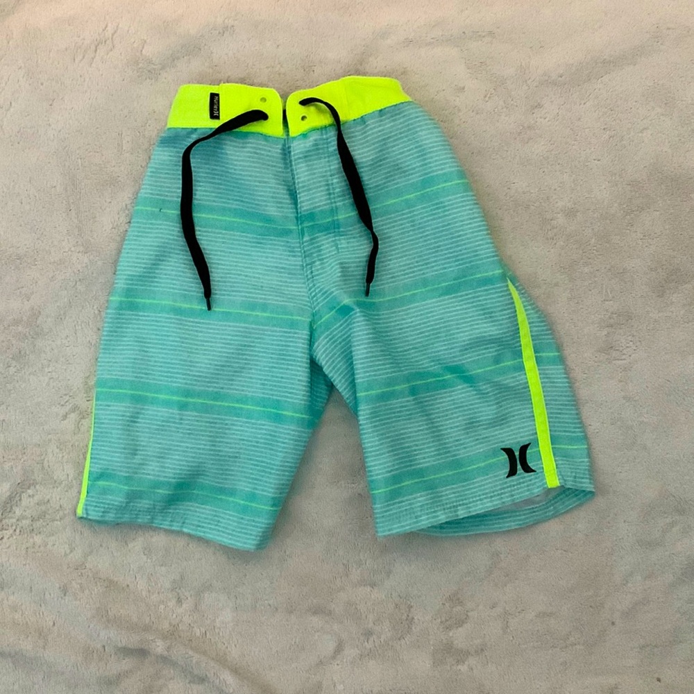 blue and yellow hurley swim shorts boys